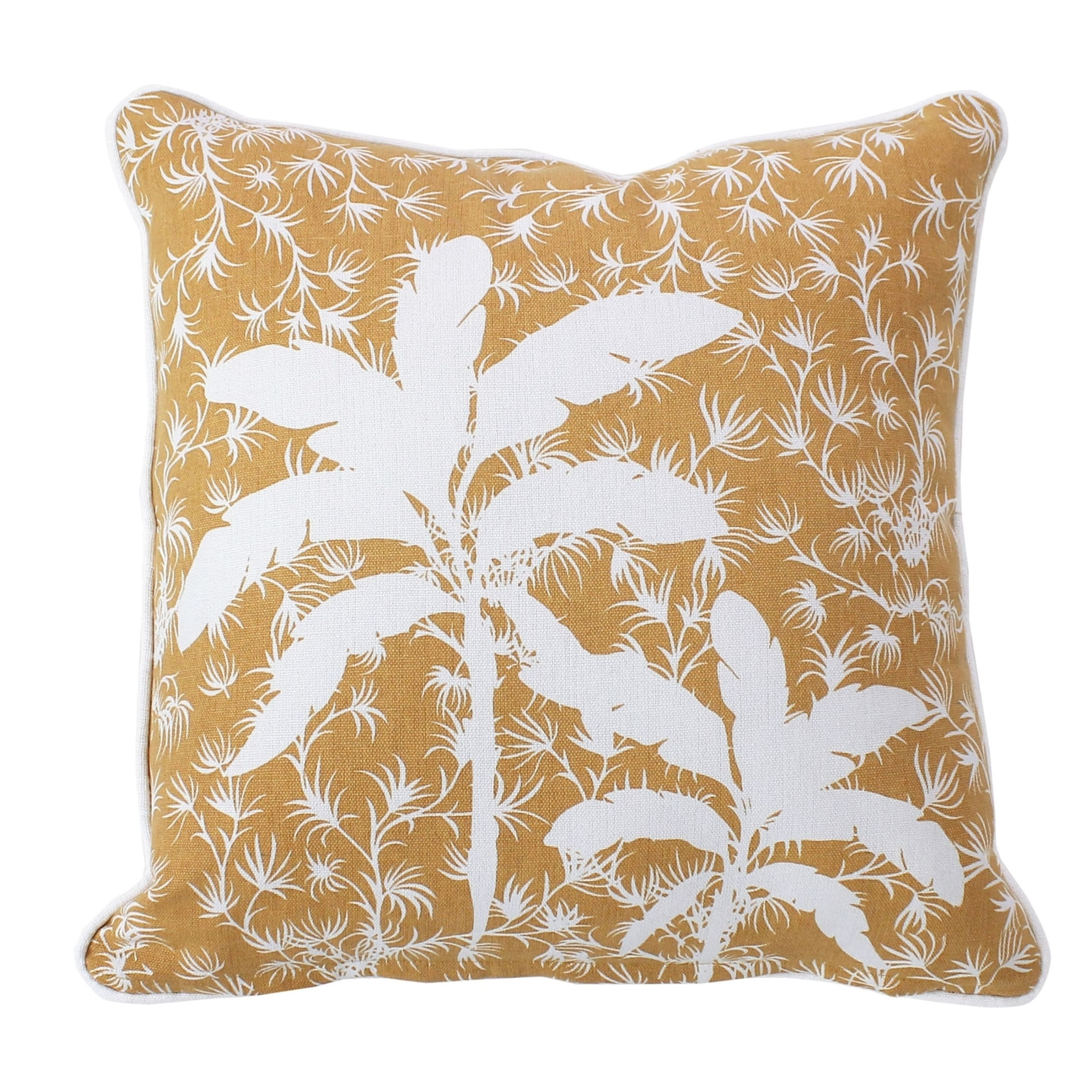 Coussin déhoussable style végétal - Beige