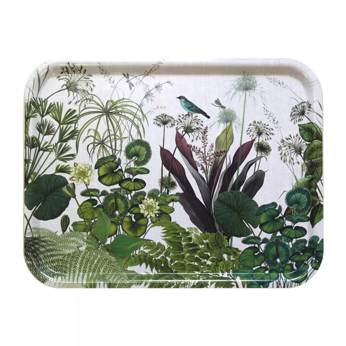 Plateau bois imprimé vert Nenuphars parchemin