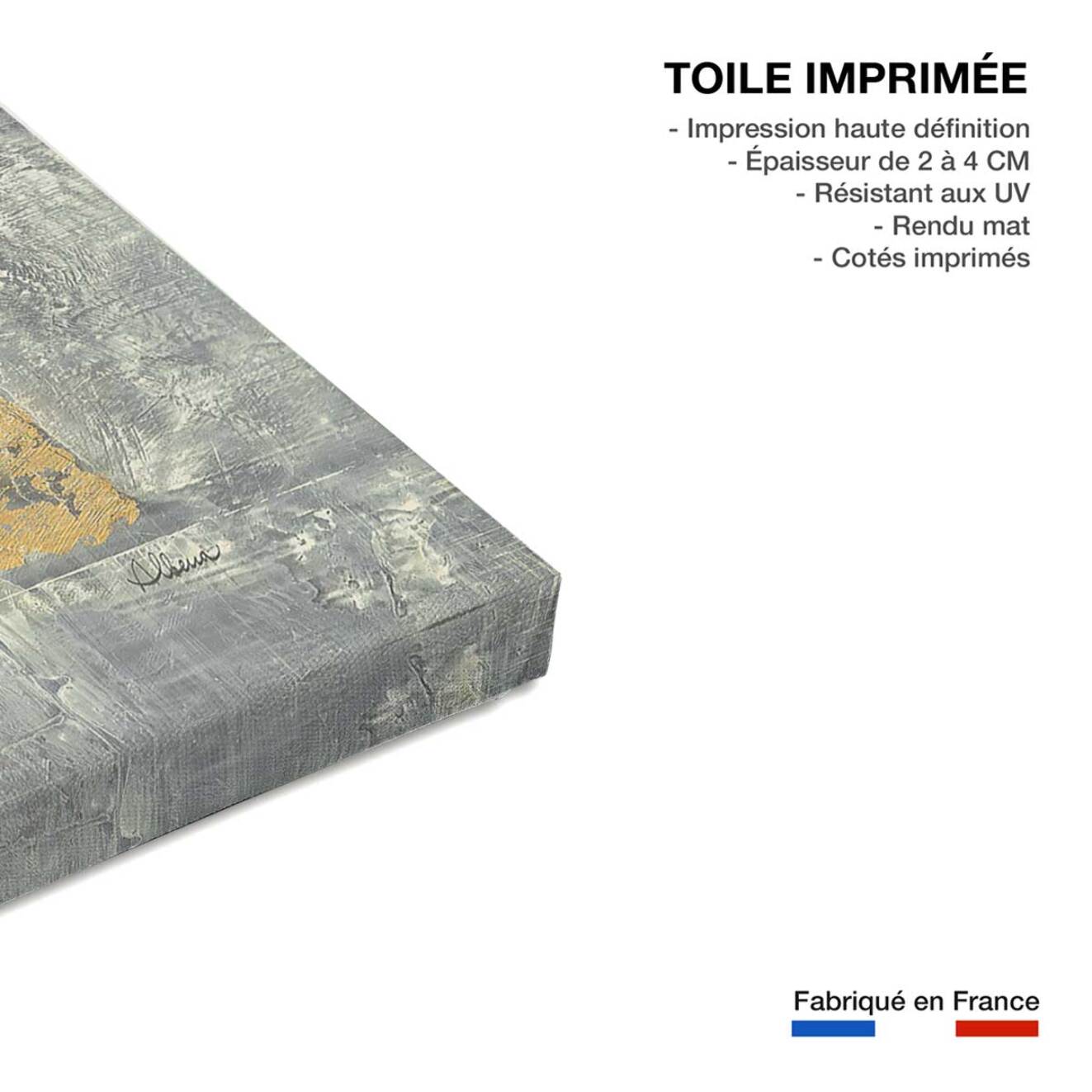 Tableau Abstrait d'or et de blanc Toile imprimée