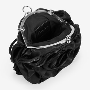 Bolso de fiesta negro con forma de flor