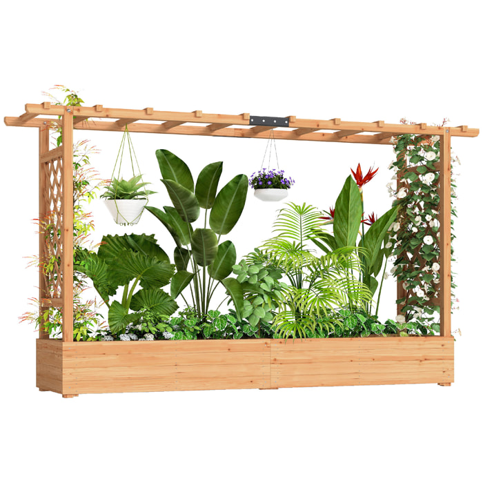 Jardinière treillis intégral latéral et toit - 200 x 44 x 113 cm - bois sapin pré-huilé