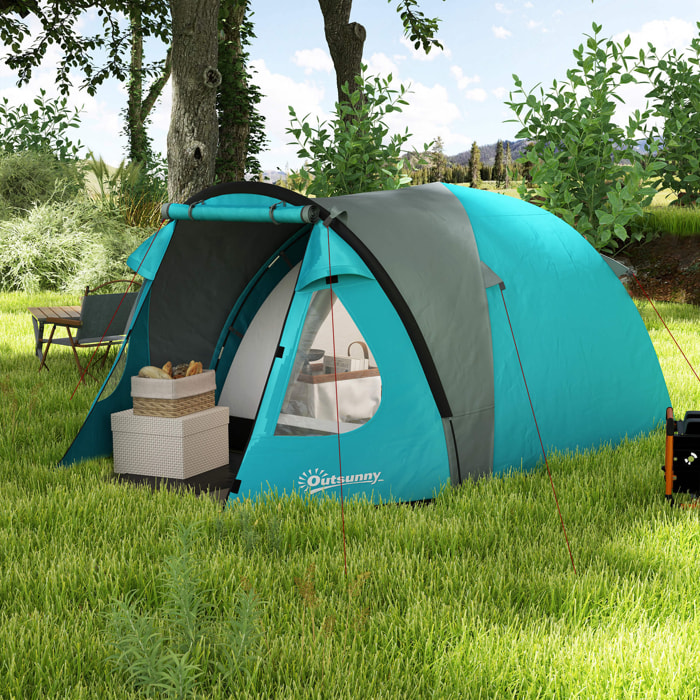 Tente de camping 2-4 personnes - tente dôme familiale imperméable - sac de transport inclus bleu