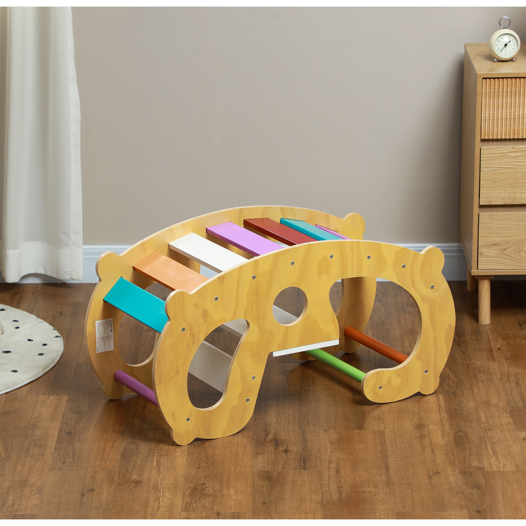 Arche d'escalade enfant jouet à bascule 2 en 1 bois pin naturel multicolore