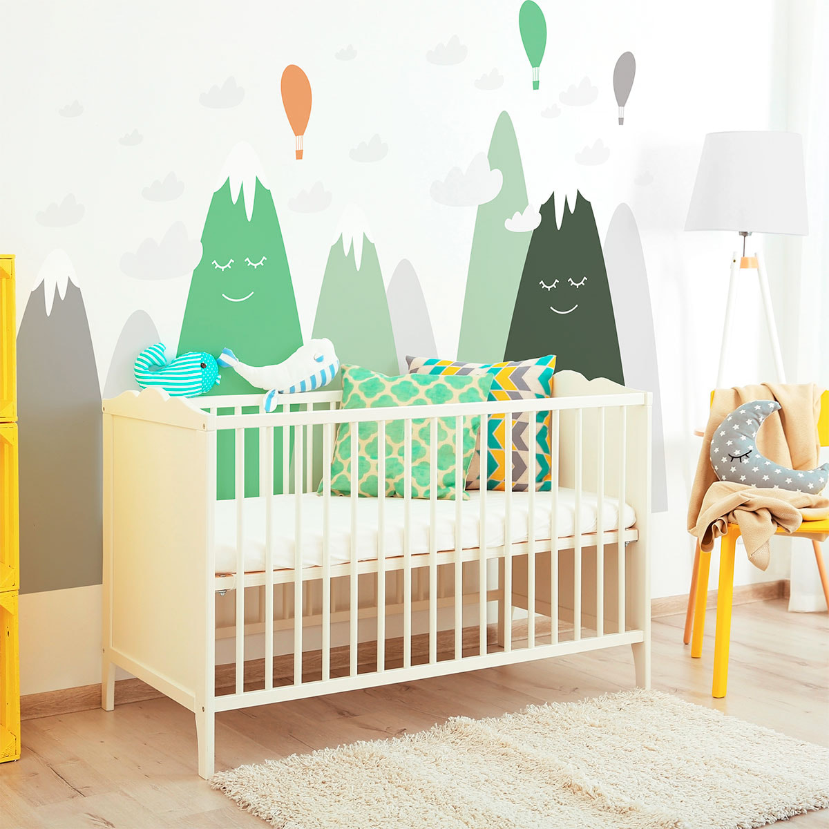 Stickers muraux enfants - Décoration chambre bébé - Autocollant Sticker mural géant enfant montagnes scandinaves LELIKA