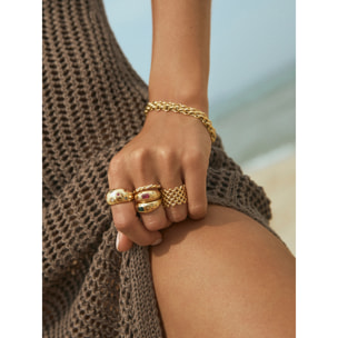 Anillo Mini Bomb Acero Baño Oro