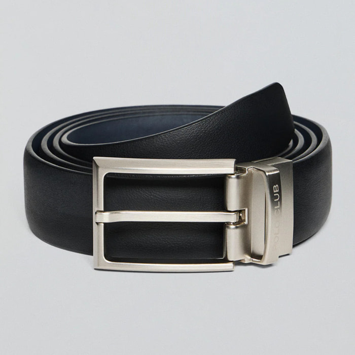 Cintura classica reversibile Tyler nera e blu con dettagli Polo Club