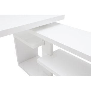 Bureau modulable design laqué blanc brillant L147-217 cm HALTON