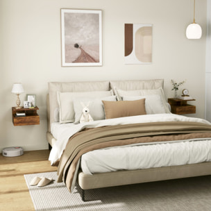 Juego de 2 Mesitas de Noche Flotantes, Mesillas de Noche Dormitorio con Cajón, Estante Abierto, Ahorra Espacio, Diseño Moderno, para Sala de Estar, 35x32x22,5 cm, Marrón Rústico