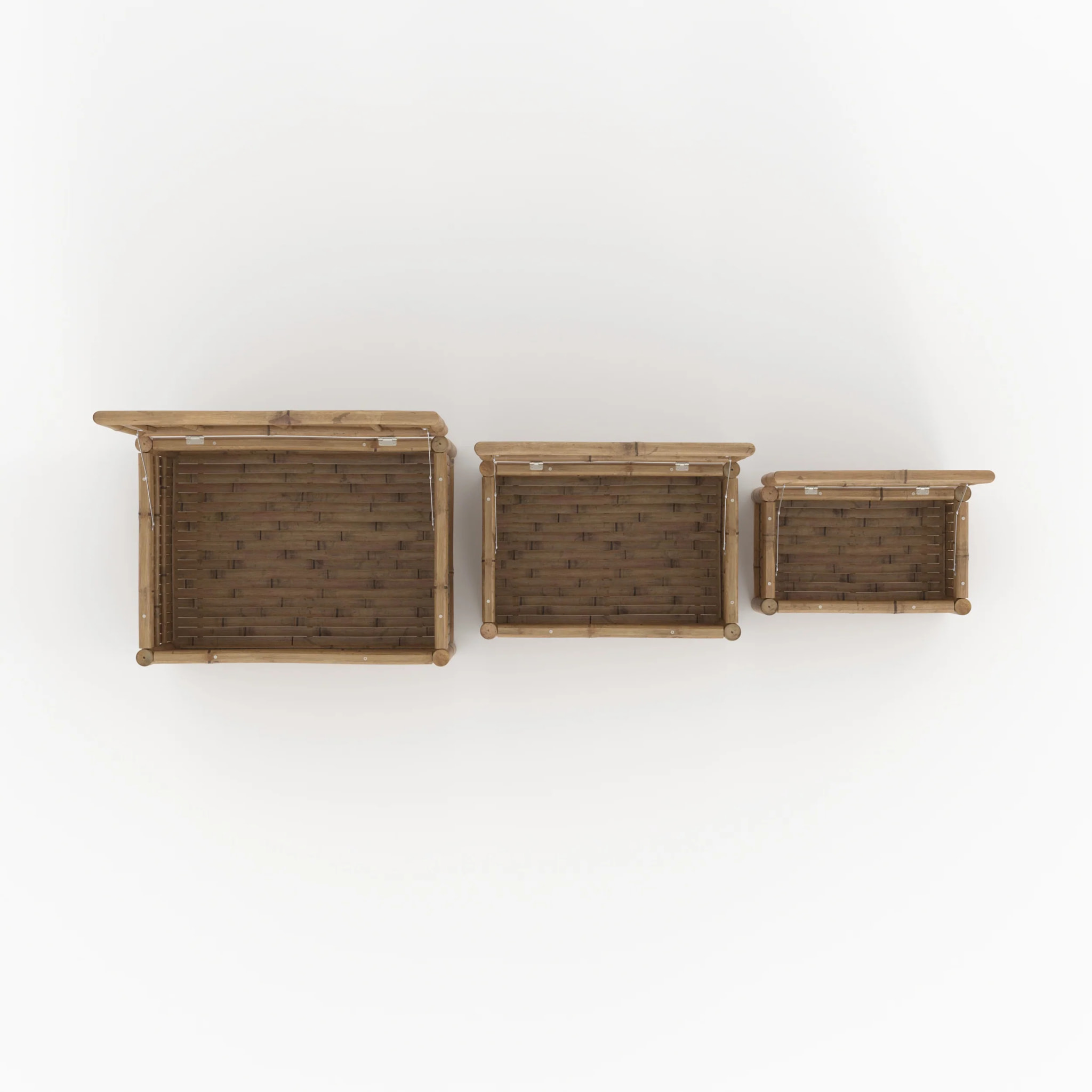 Lot de 3 coffres de jardin en bambou - Vadella