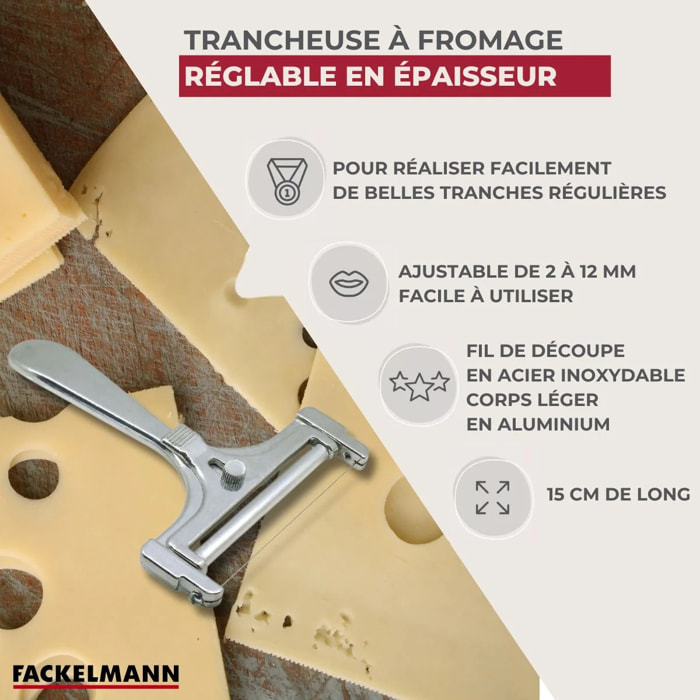 Coupe fromage en tranche en aluminium 15 cm Fackelmann Spécialités Culinaires