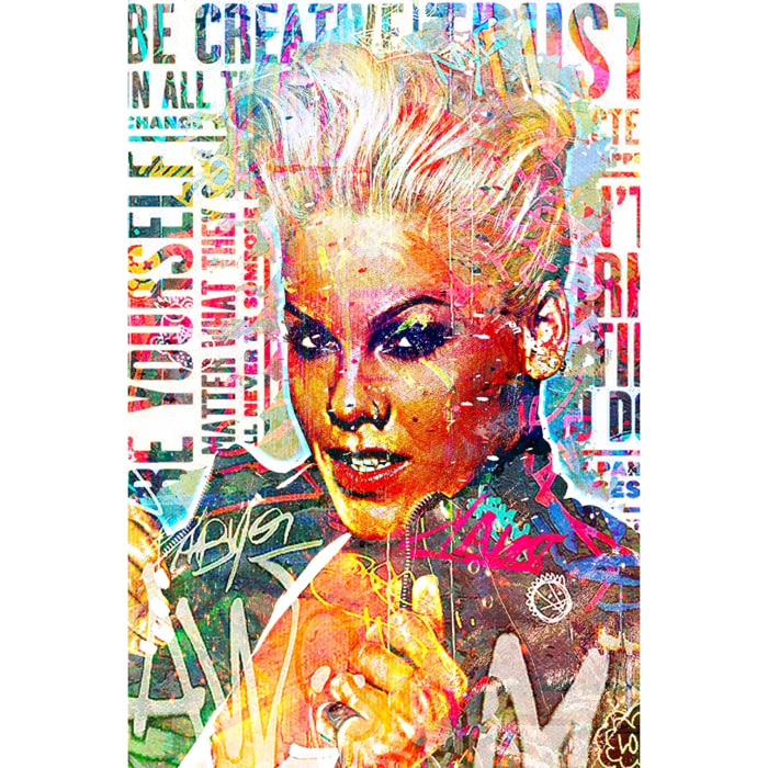 Tableau Affiche illustration graffiti pink Tableau plexiglas