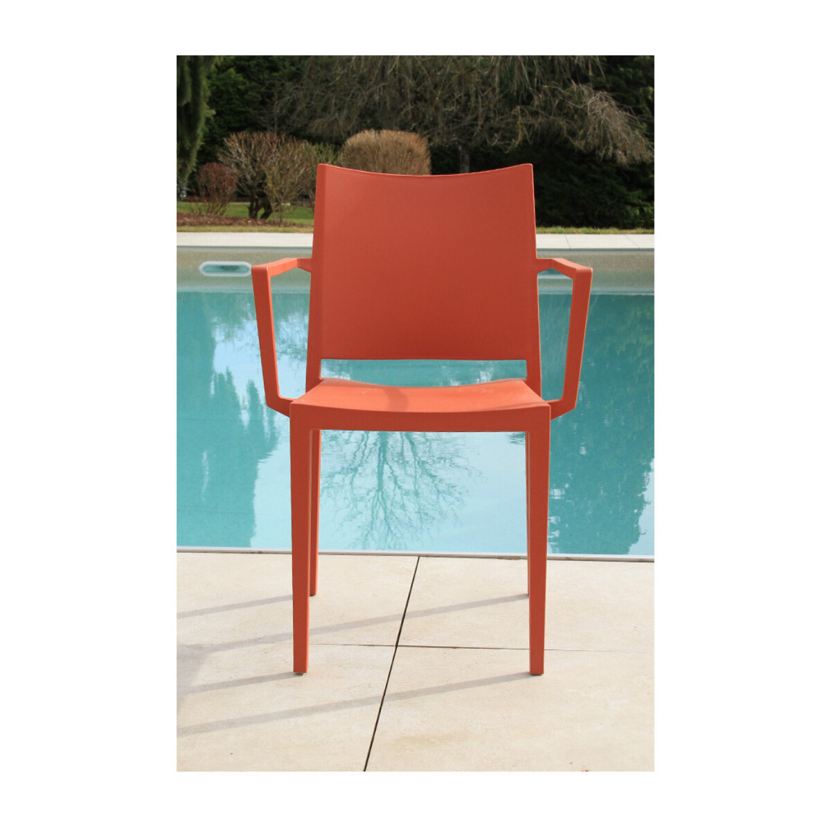 Ensemble table et chaises de jardin  - gris et terracotta - GUETHAROS
