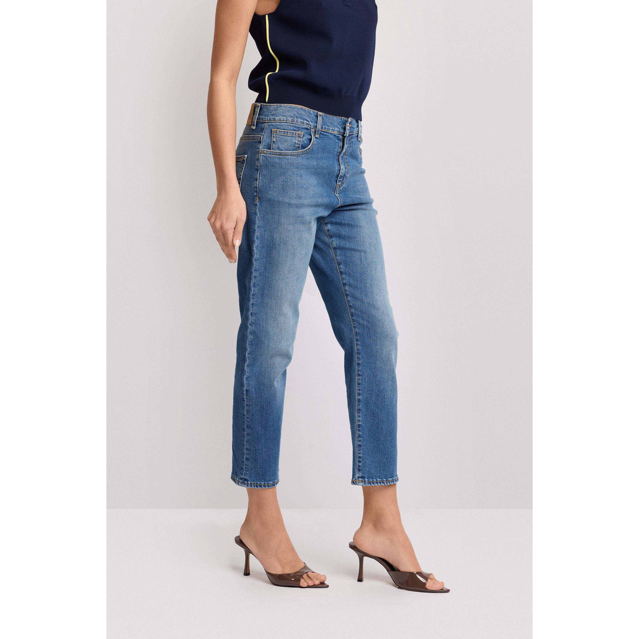 Kocca - Pantaloni denim fit cropped Donna, Denim