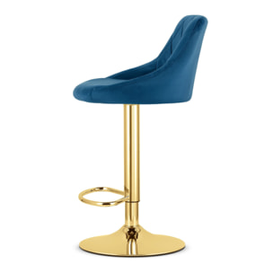 Set di 2 sgabelli bar Kast in velluto blu e oro
