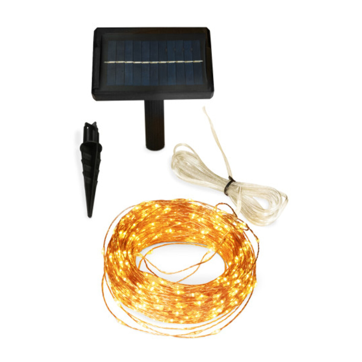 Guirlande solaire jardin micro LED fil cuivré - blanc chaud
