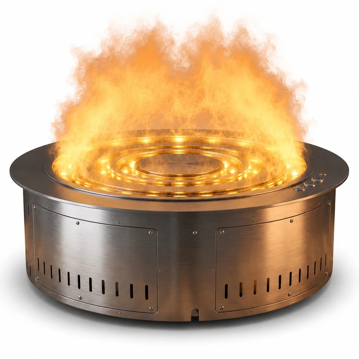 Round 3D 750- Inserto Camino Decorativo ad Acqua Senza Calore Ø75x17 cm con Effetto Fiamma a LED 3D
