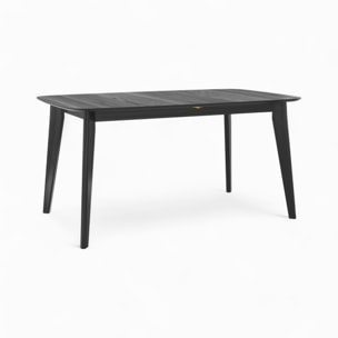 Table et chaises 4 personnes en velours et bois noir - Oman
