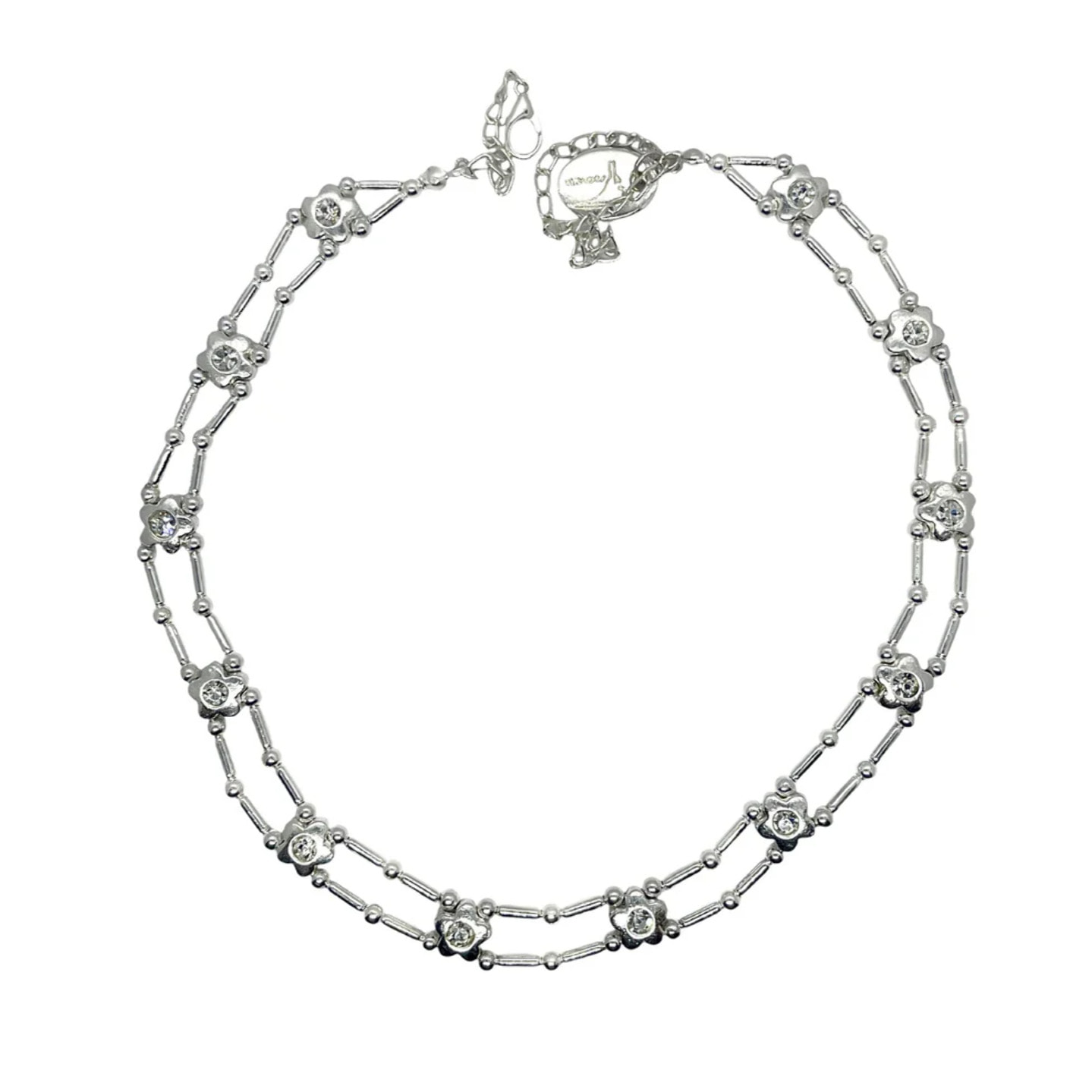 Gargantilla flores Sw en cristal plata 10µ