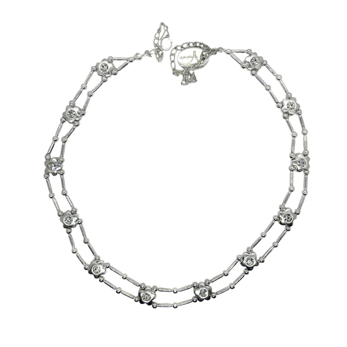 Gargantilla flores Sw en cristal plata 10µ