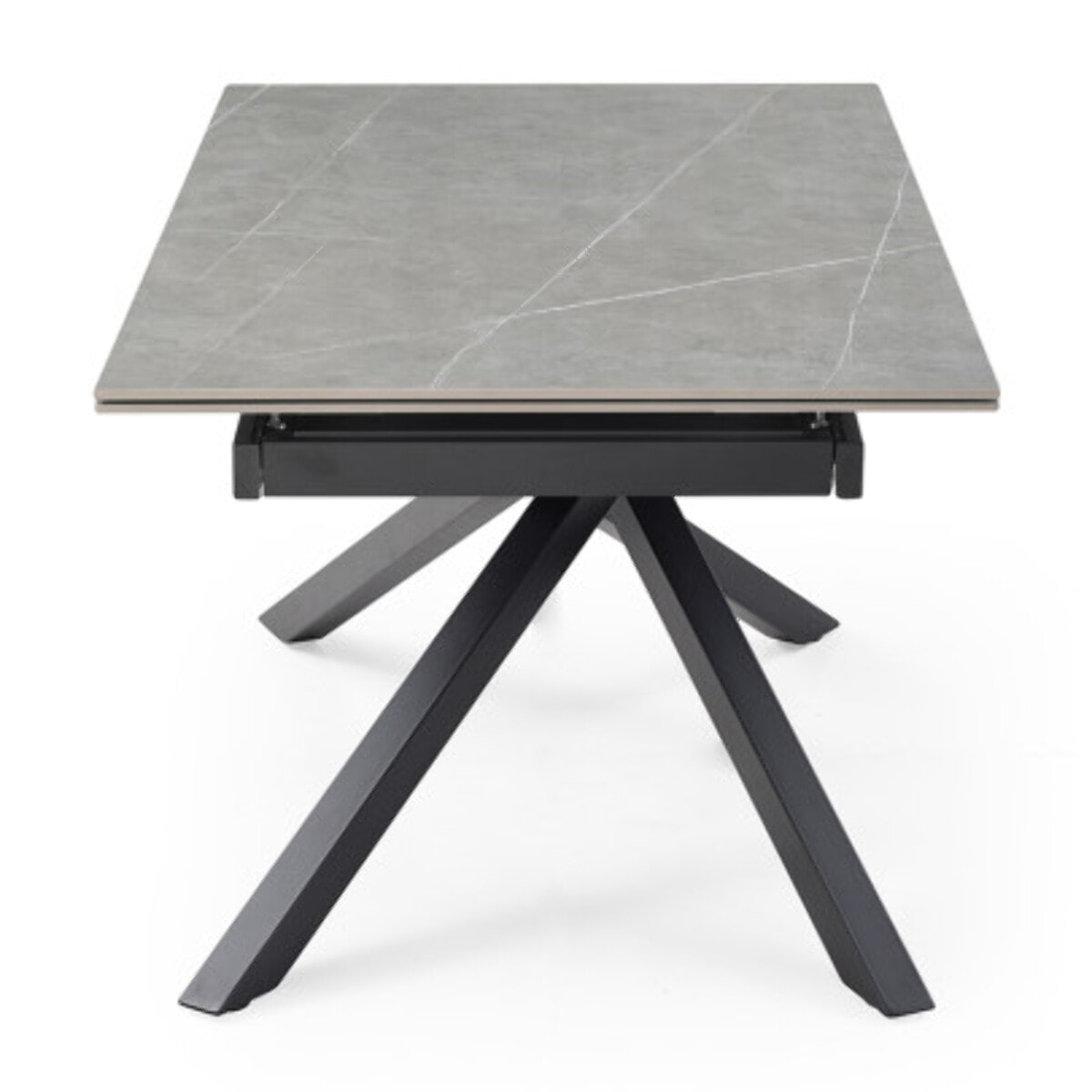 Table extensible céramique gris laqué 180/260cm - 8 piètements - UNIK