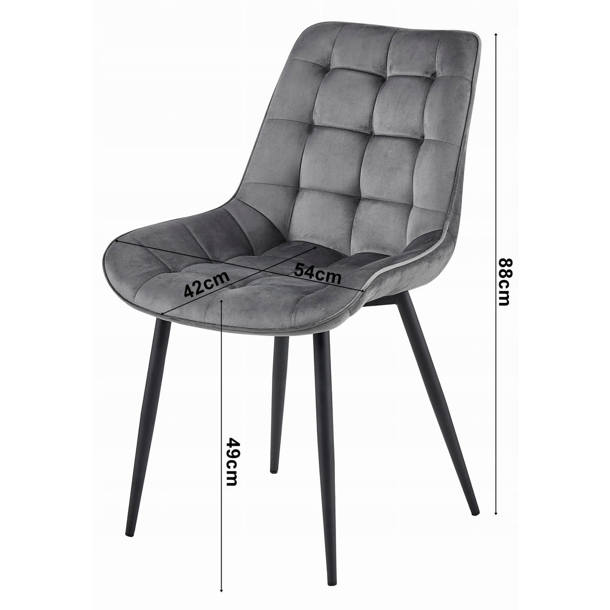 Set di 2 sedie Bera in velluto blu navy con gambe nere