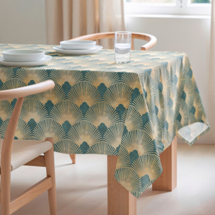 Mantel estampado antimanchas IRINA TURQUESA