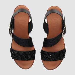 Sandalias de Piel - Negro - Tacón: 5 cm