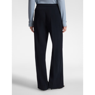 Elena Mirò - Pantaloni palazzo in crêpe misto cotone - Blu