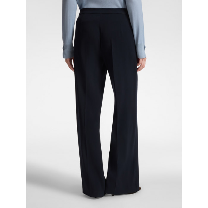 Elena Mirò - Pantaloni palazzo in crêpe misto cotone - Blu