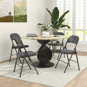 Lot de 4 chaises pliantes assise dossier rembourrés acier velours anthracite