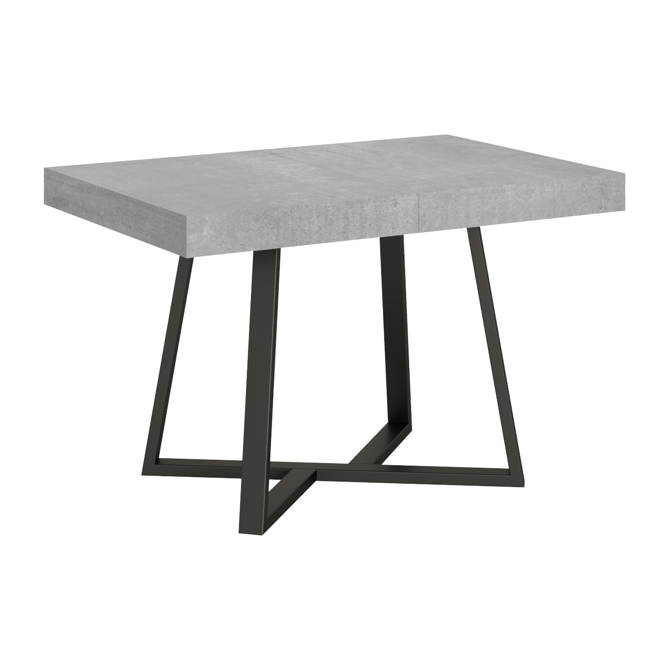 Table extensible 80x120/204 cm Zeplir gris béton pieds anthracite