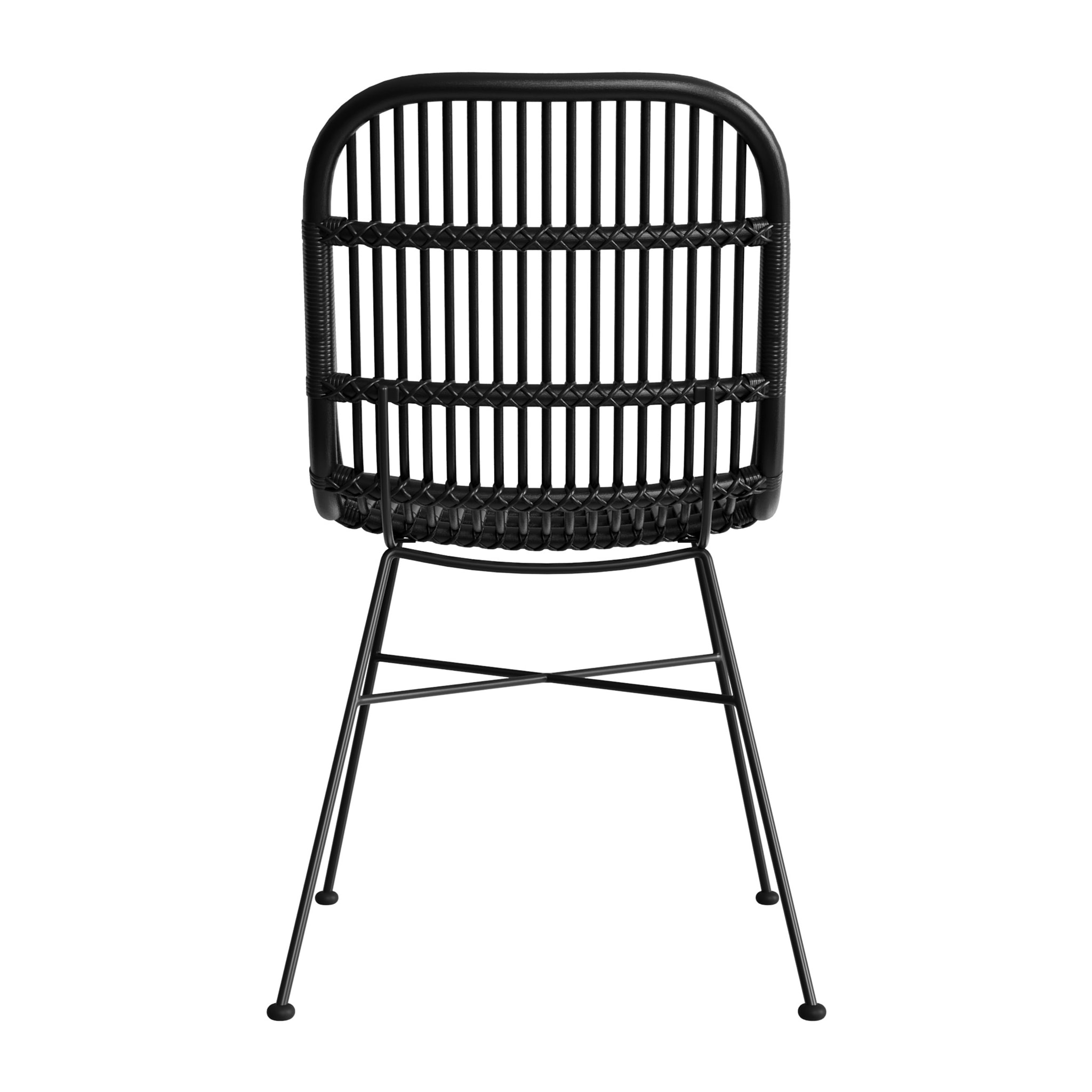 Lot de 2 chaises en rotin et pieds en métal noir - Moon