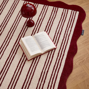 PANTONE - Tapis en laine fait main Rouge D'ORAGE à motif rayure bordeaux