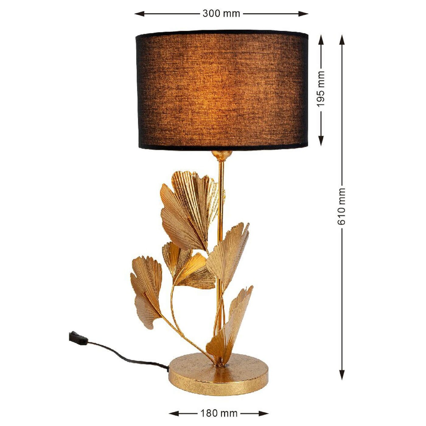 Lampe feuilles de ginkgo dorées et noir Kare Design