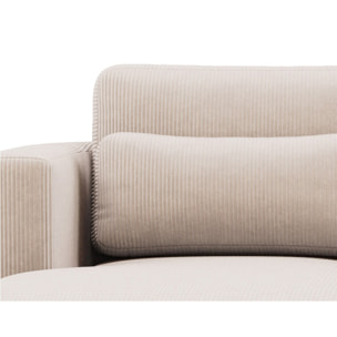Mahina - canapé d'angle gauche 4 places convertible avec coffre en velours côtelé - Beige