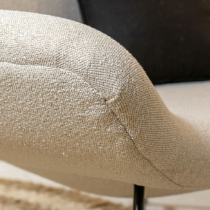 Canapé en bouclette beige et pieds en métal noir 2 places DUKE