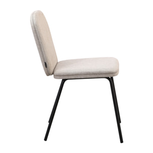 Set 2 sedie in tessuto beige con gambe nere in metallo - Karen