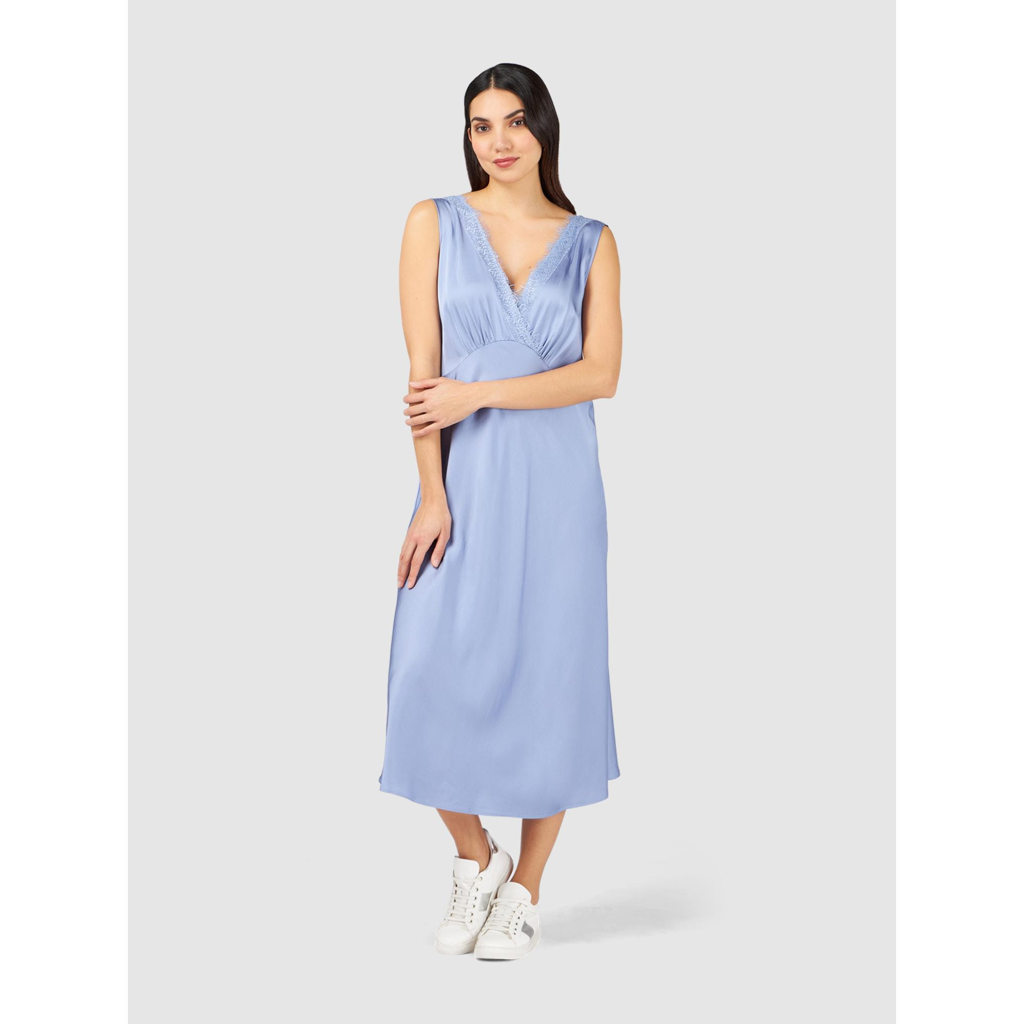 Oltre - Vestido sin mangas de raso - Light - blue