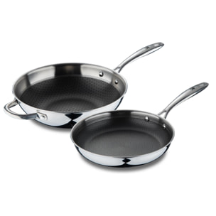 Juego de sartén ø24x4,7cm + wok ø28x8cm en acero inoxidable masterpro