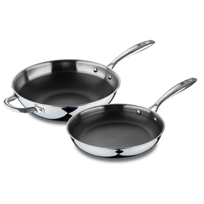Juego de sartén ø24x4,7cm + wok ø28x8cm en acero inoxidable masterpro