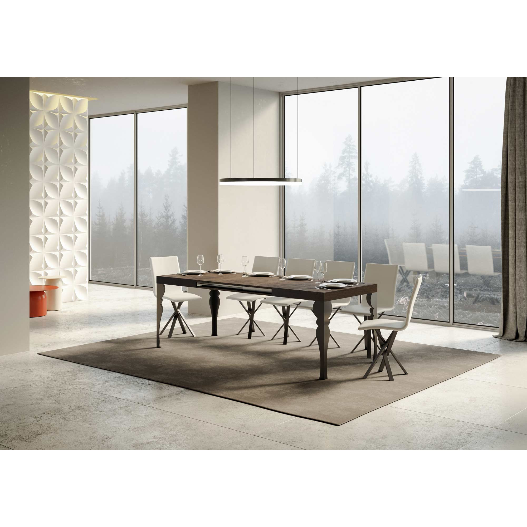 Mesa extensible 90x200/460 cm Paxon Nogal estructura Antracita