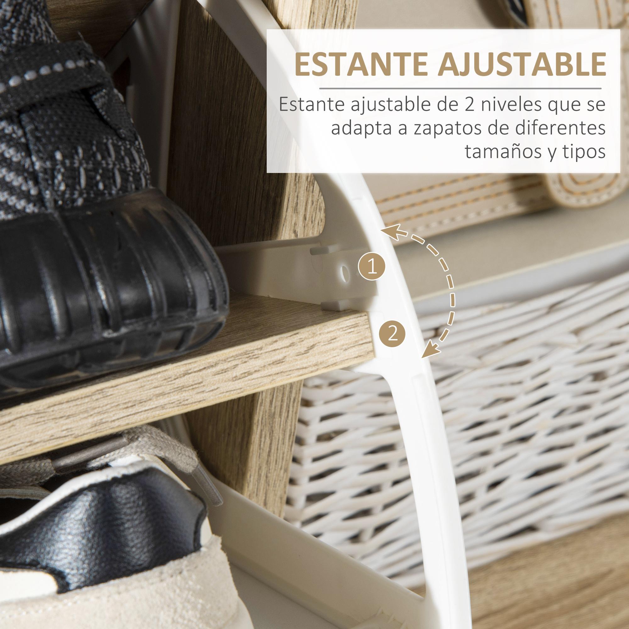 Mueble Zapatero para 8 Pares de Zapatos Armario de Zapatos con 2 Cajones Abatibles Estante Abierto y Puerta para Pasillo Entrada 80x25,5x112,5 cm Natural y Blanco