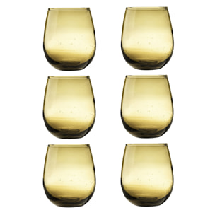 Nour Ambre - Lot 6 gobelets 30 cl en verre recyclé soufflés bouche