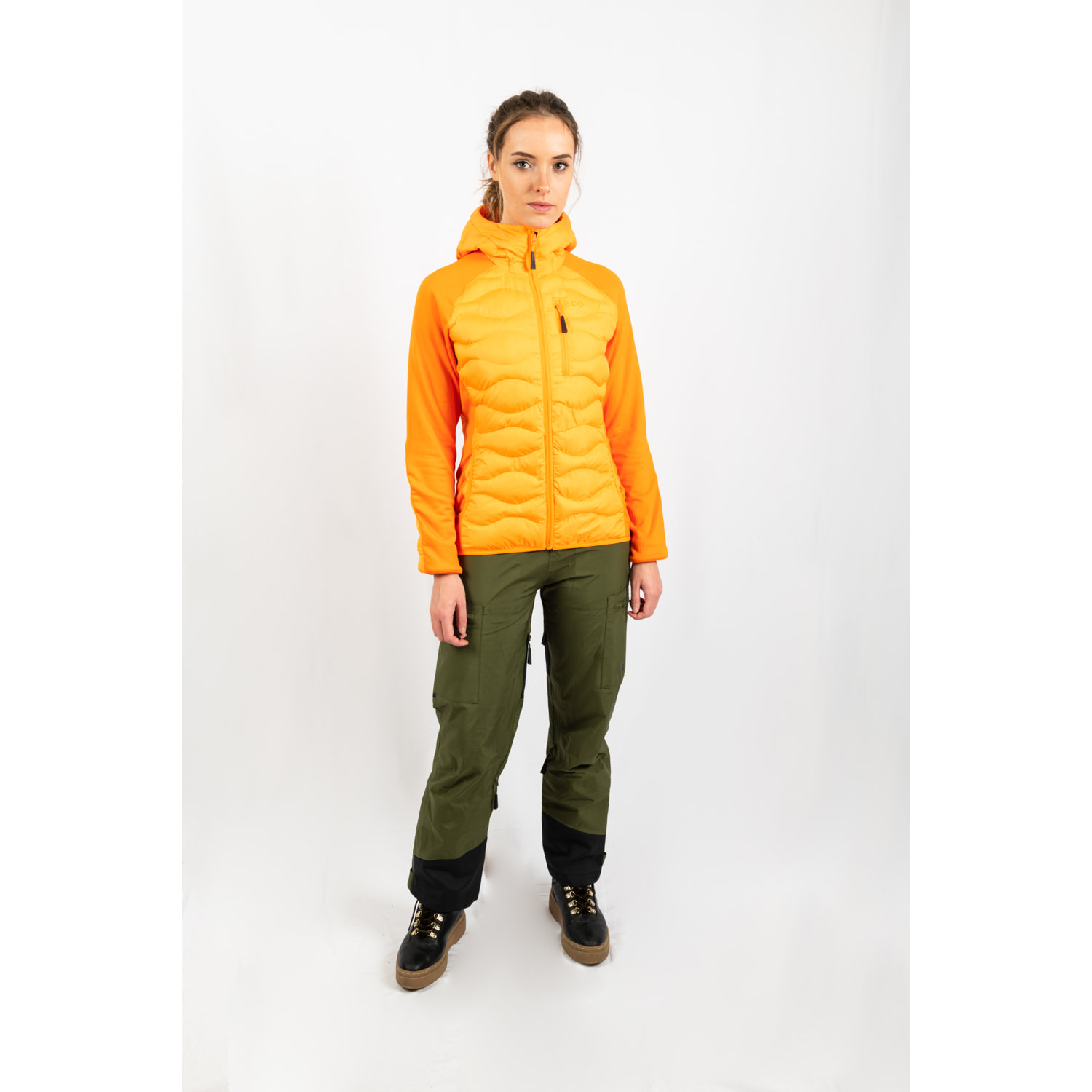 Chaqueta ECOActive Hybrid Insulated Jacket with cap Women marca ECOON - Naranja
