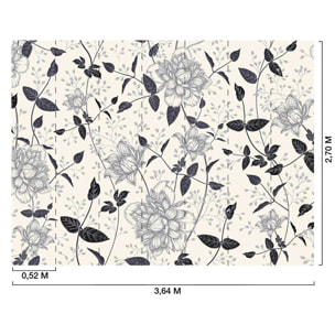 Papier peint panoramique Pivoine b&w  Intissé
