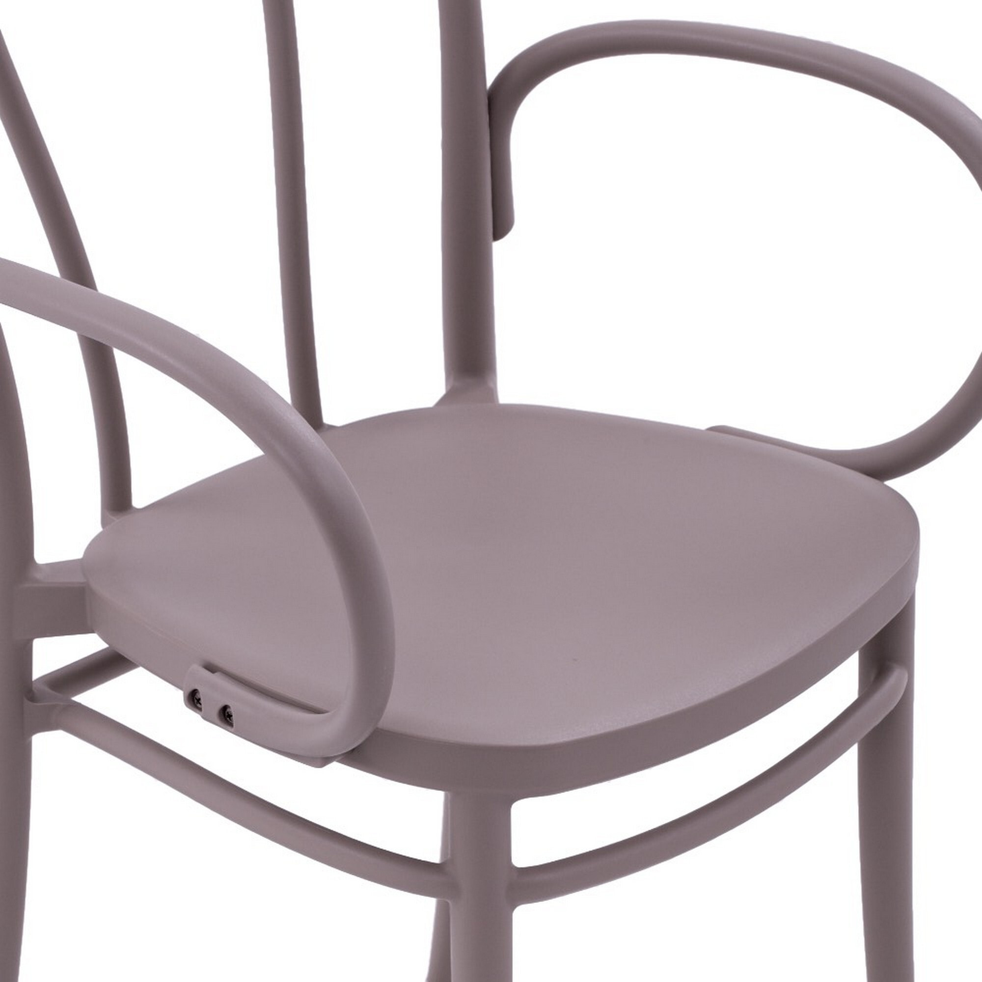 Set di 2 sedie NEWCASTLE in polipropilene tortora con braccioli, impilabili