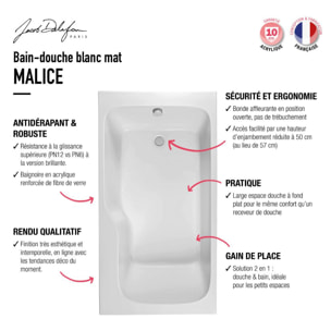 Baignoire bain douche Malice antidérapante + tablier angle + pare bain