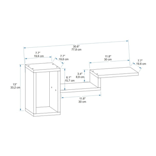 Estantería de pared roble zafiro 33,2x77,8x19,6