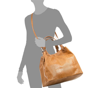 Emanuela Bolso tote Mujer.Piel auténtica Gamuza Grabado Serpiente