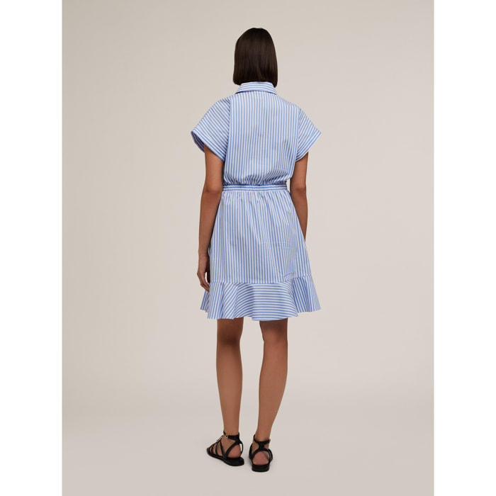 Motivi - Vestido camisero de algodón a rayas - Light - blue